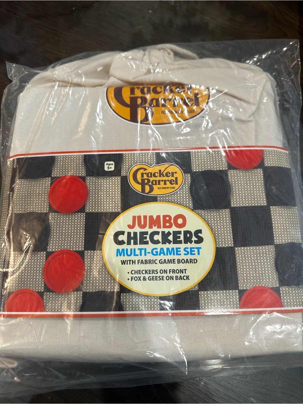 Cracker Barrel Fabric Game Set with Red and Black Checkers